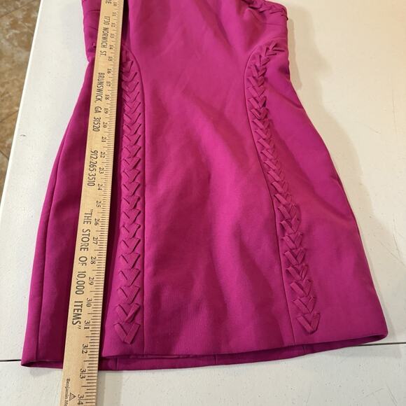 Cinq a Sept Alison Whipstiched Ponte Mini Dress Sz 4 Fuchsia Pink Stretch $395 - Picture 11 of 15